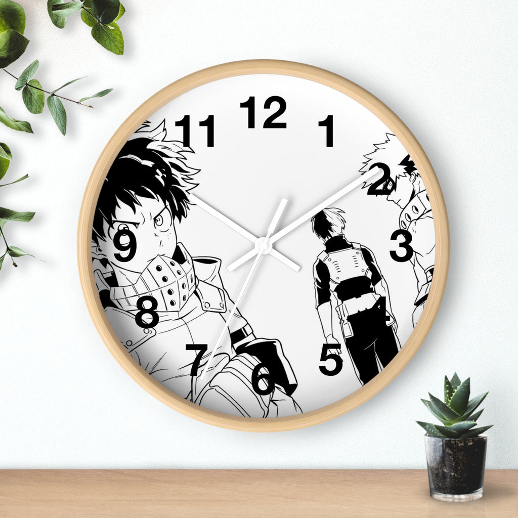 Black and White Anime Heroes Wall Clock | Manga Panel Timepiece