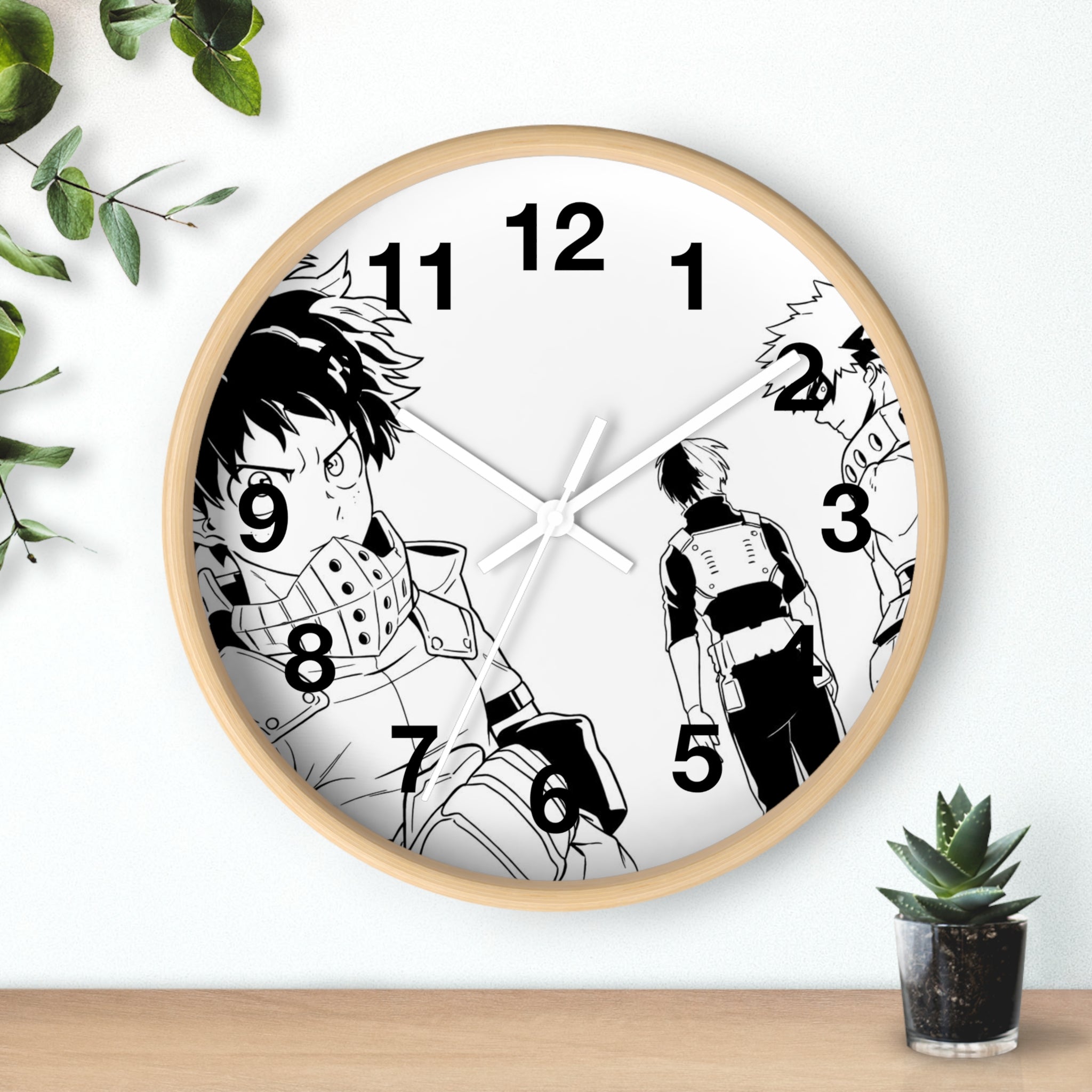 Black and White Anime Heroes Wall Clock | Manga Panel Timepiece