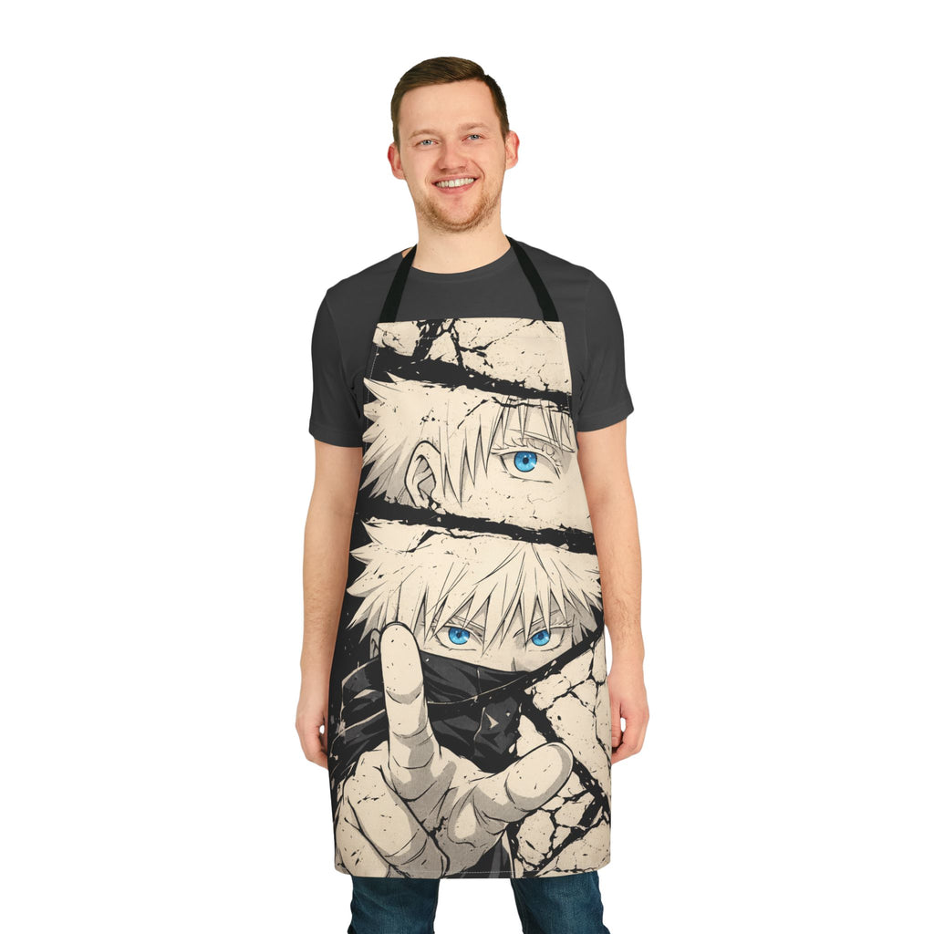 Blue-Eyed Anime Ninja Apron | Full-Print Kitchen Apron