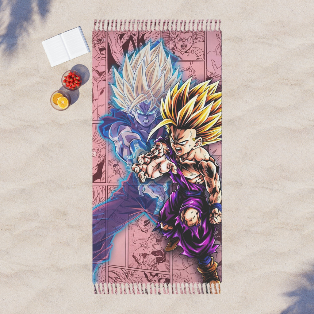 Super Saiyan Action Beach Towel | Boho Fringe Beach Cloth