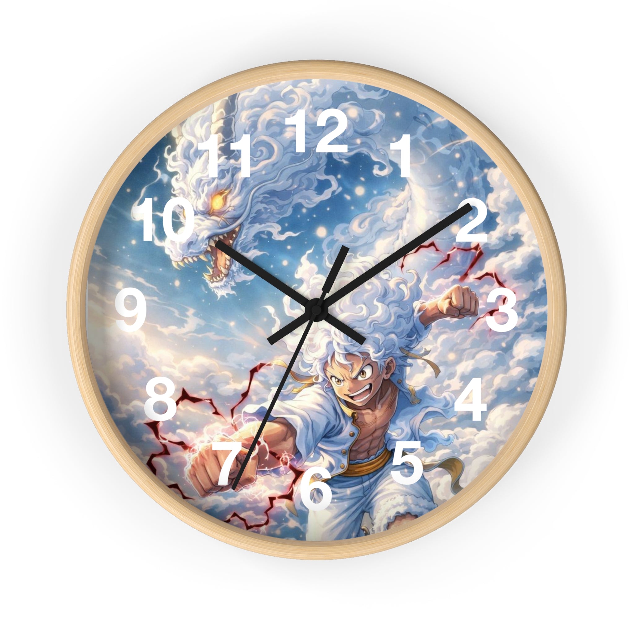 Storm Dragon Warrior Wall Clock | Fantasy Anime Lightning Art