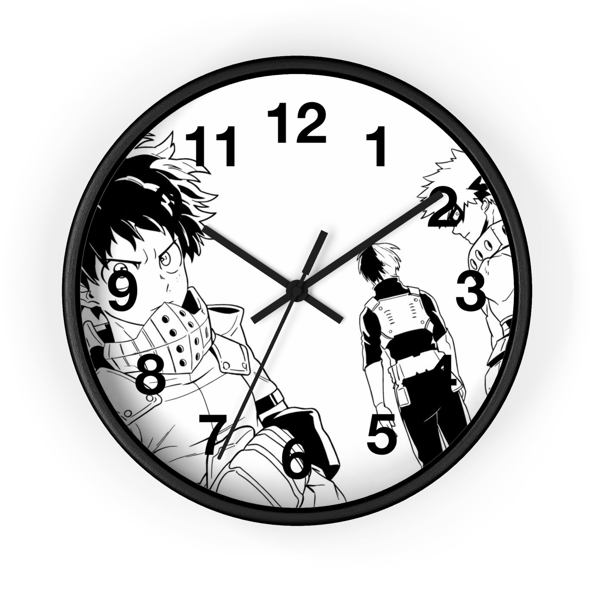 Black and White Anime Heroes Wall Clock | Manga Panel Timepiece