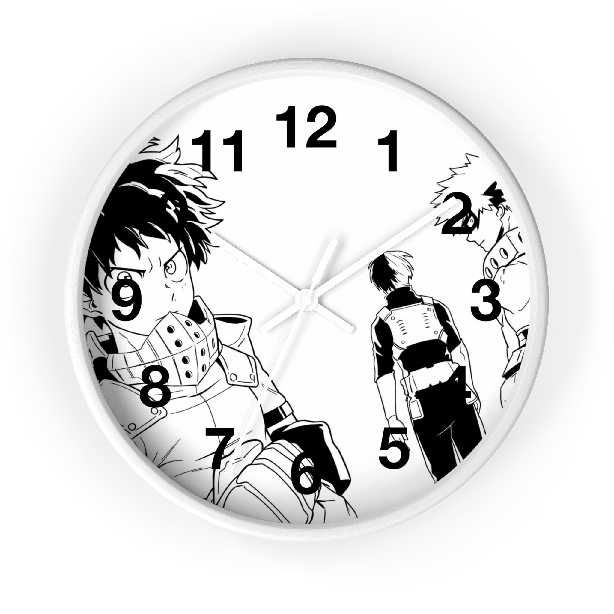 Black and White Anime Heroes Wall Clock | Manga Panel Timepiece
