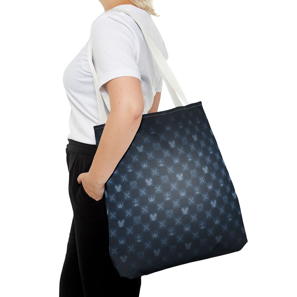 Dark Blue Patterned Monogram Tote | All-Over Print Tote