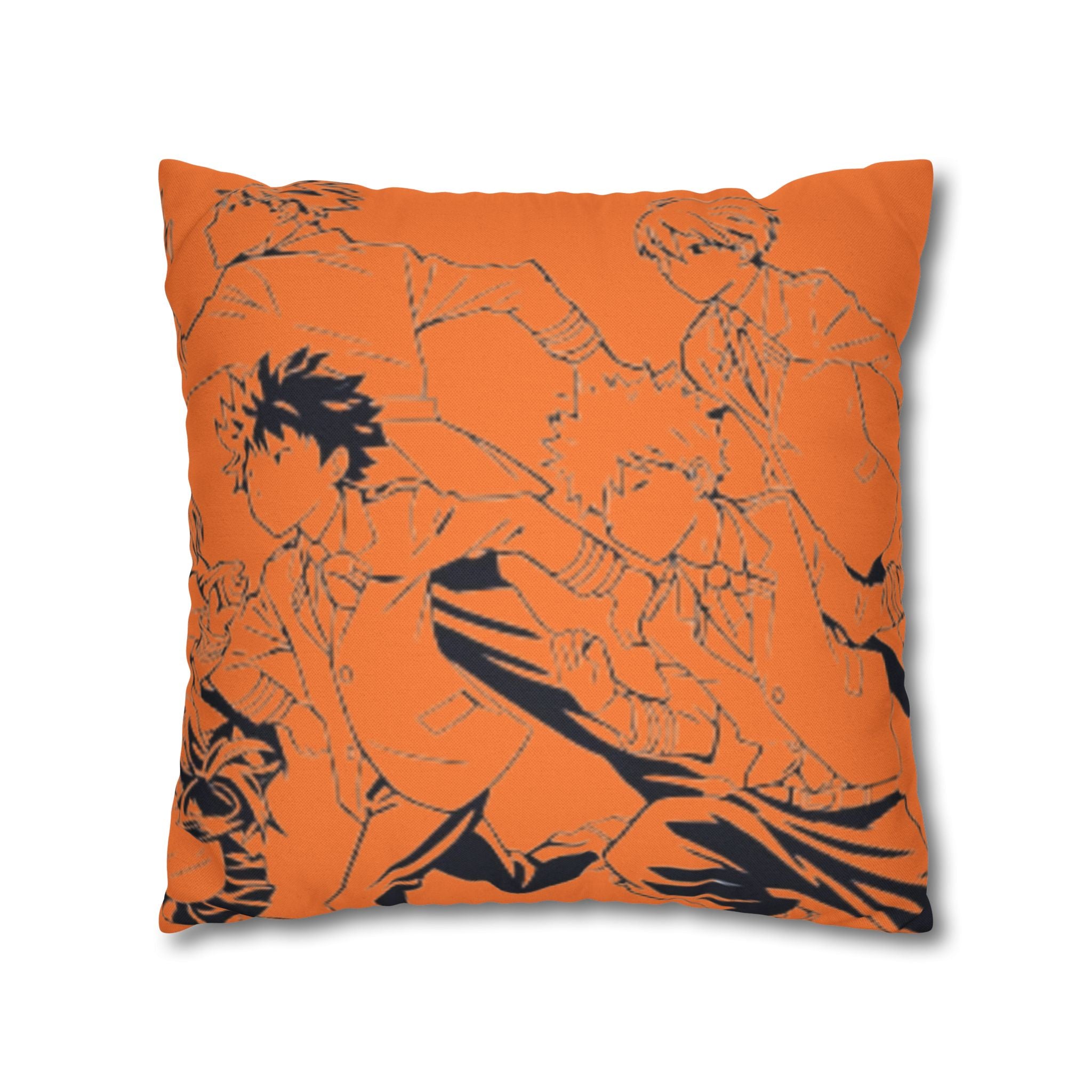 Plus Ultra Pillowcase | Comic Pop Art Typography, Orange Square Pillow