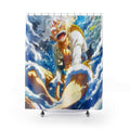 Laughing Pirate Captain shower curtain | anime ocean wave bathroom decor