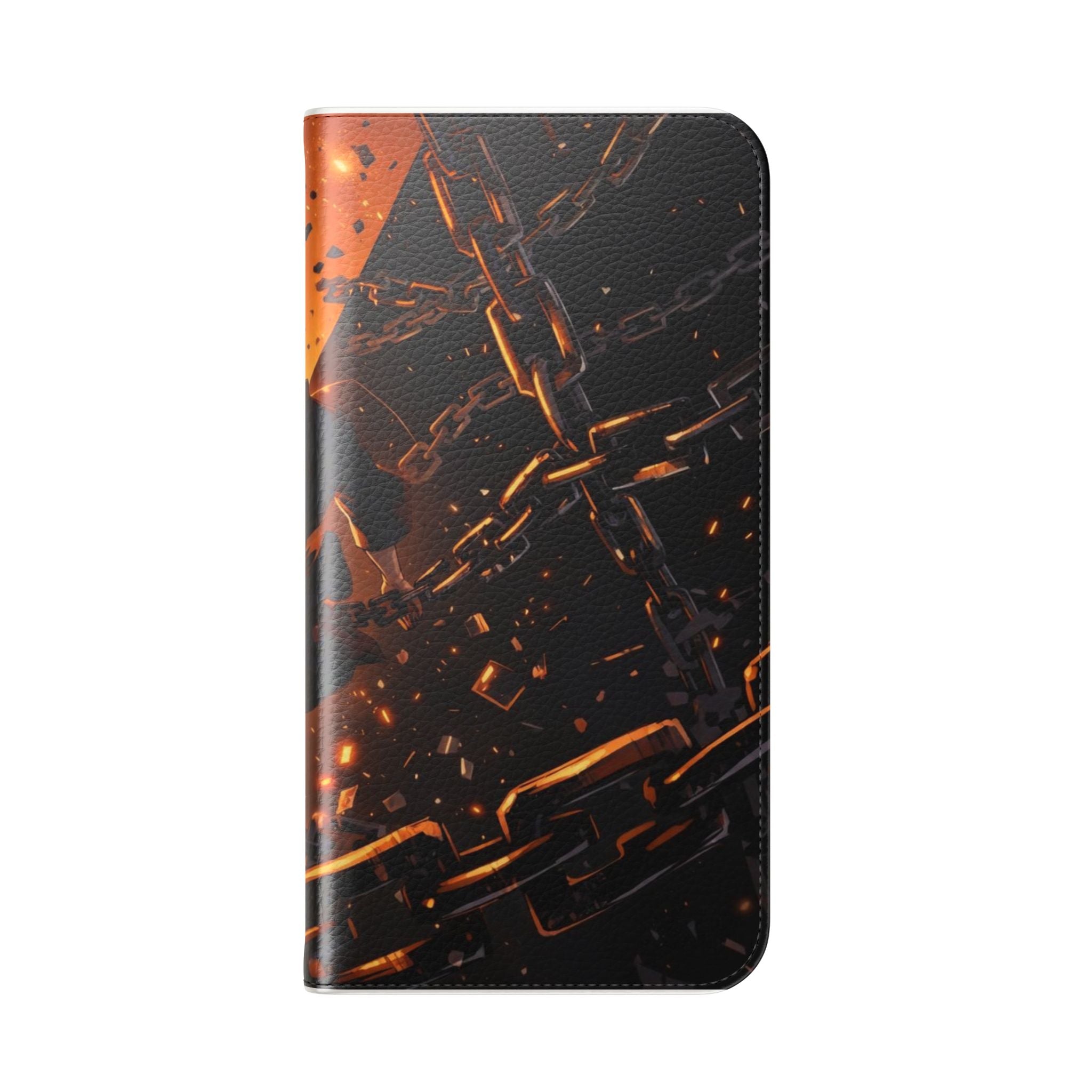 Samurai Flame Illustration Flip Phone Case - Magnetic Wallet Cover