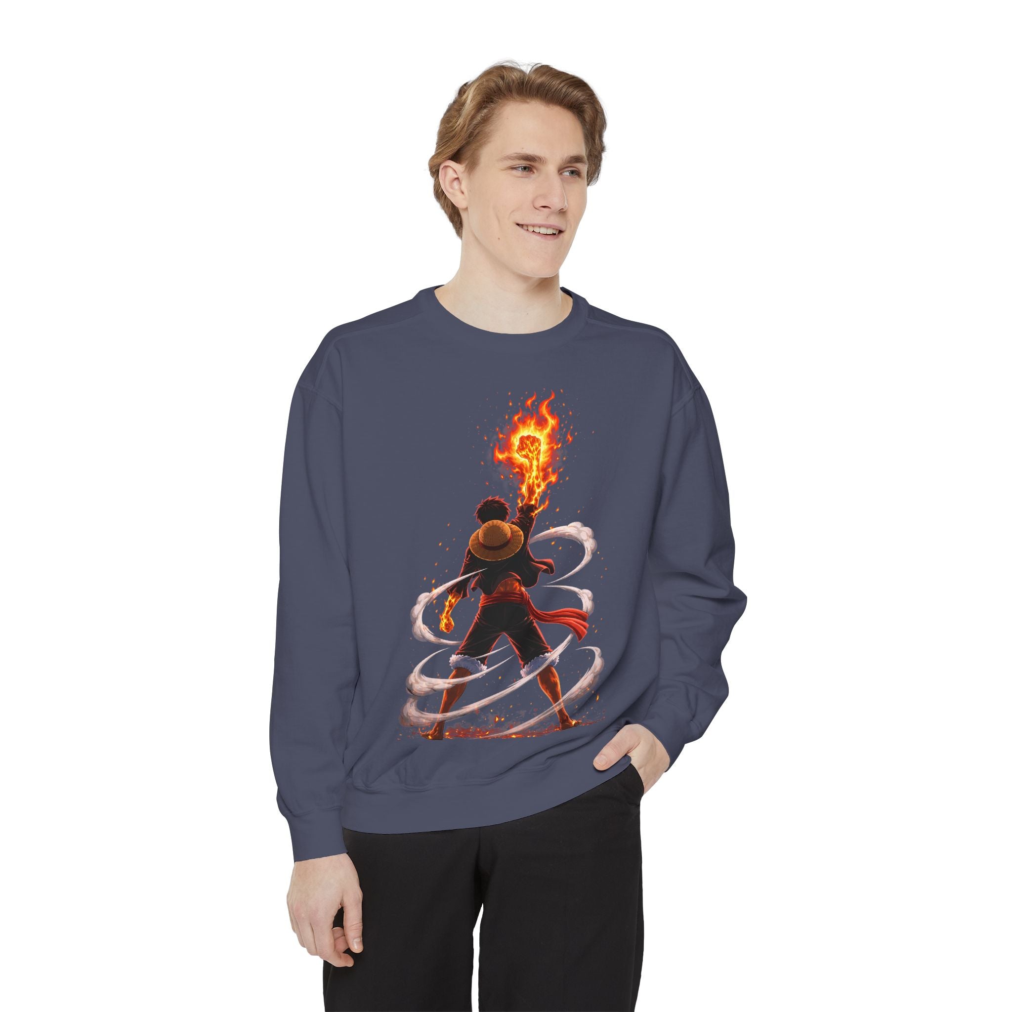 Fire Mage Illustration Sweatshirt | Fantasy Wizard Flame Art
