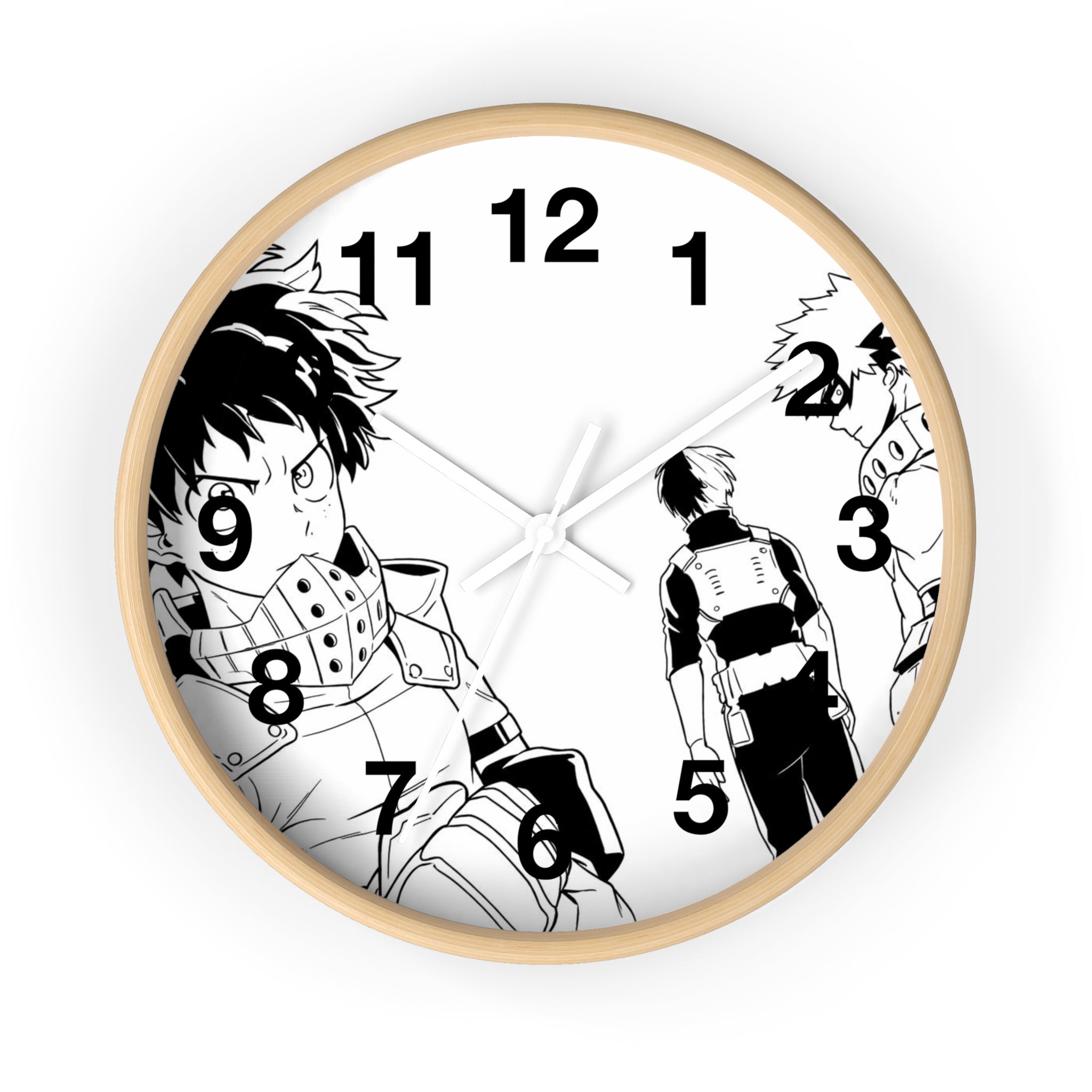 Black and White Anime Heroes Wall Clock | Manga Panel Timepiece