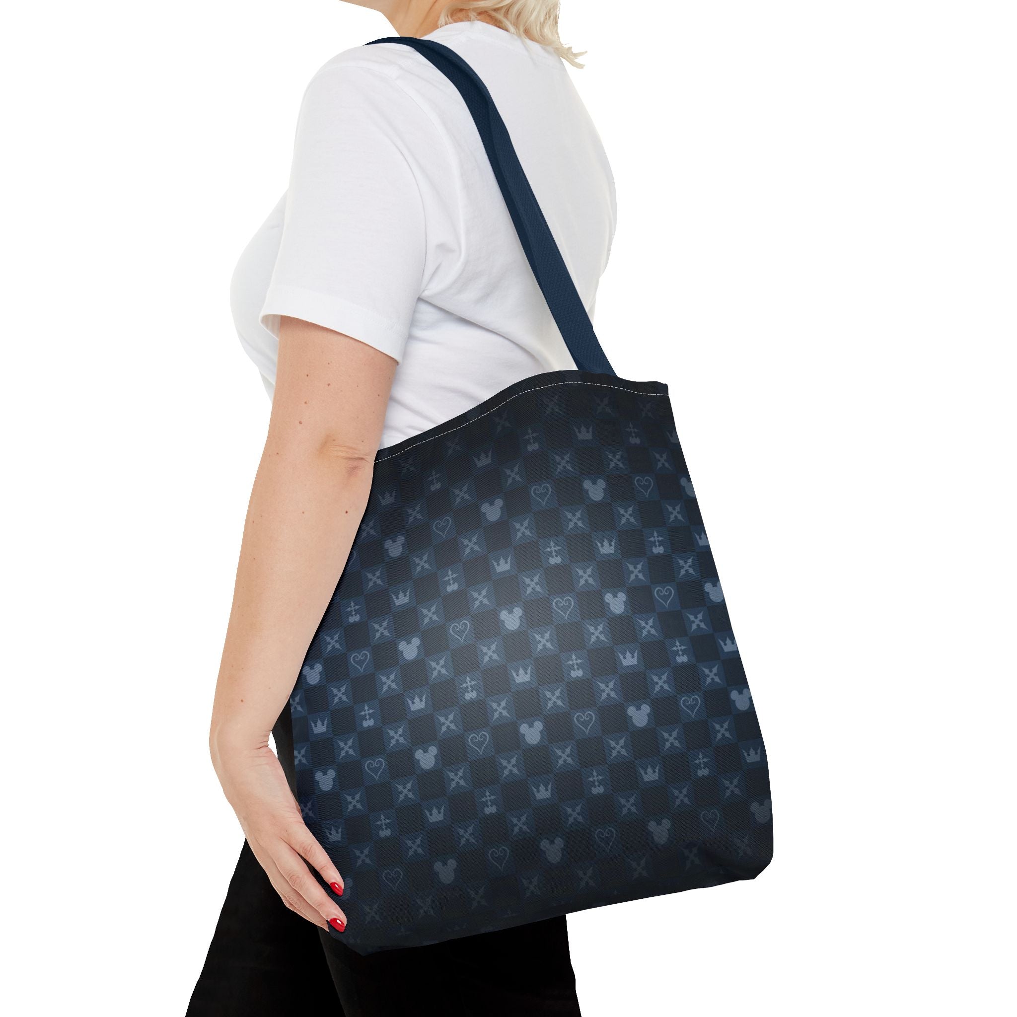 Dark Blue Patterned Monogram Tote | All-Over Print Tote