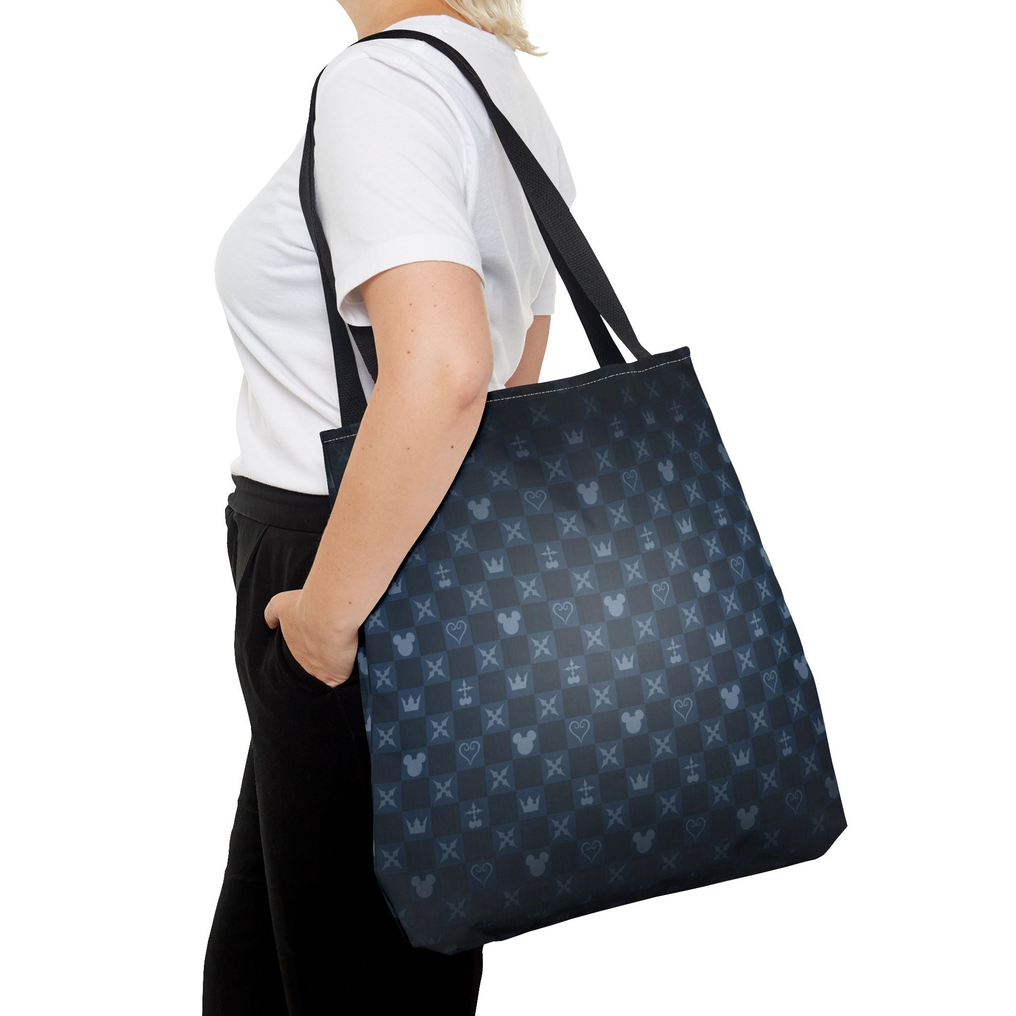 Dark Blue Patterned Monogram Tote | All-Over Print Tote