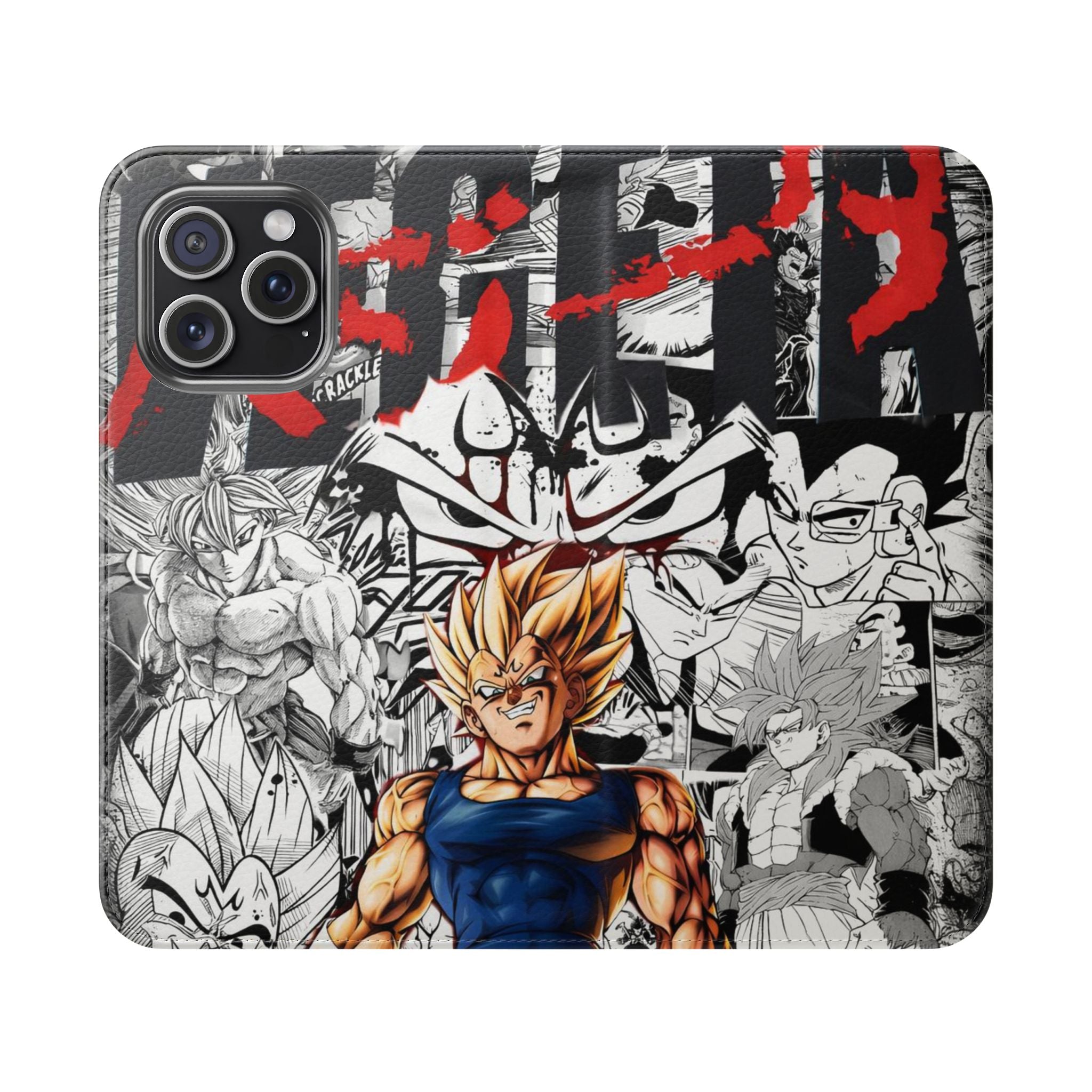 Anime Saiyan Collage Flip Case — Super Saiyan Goku Phone Wallet