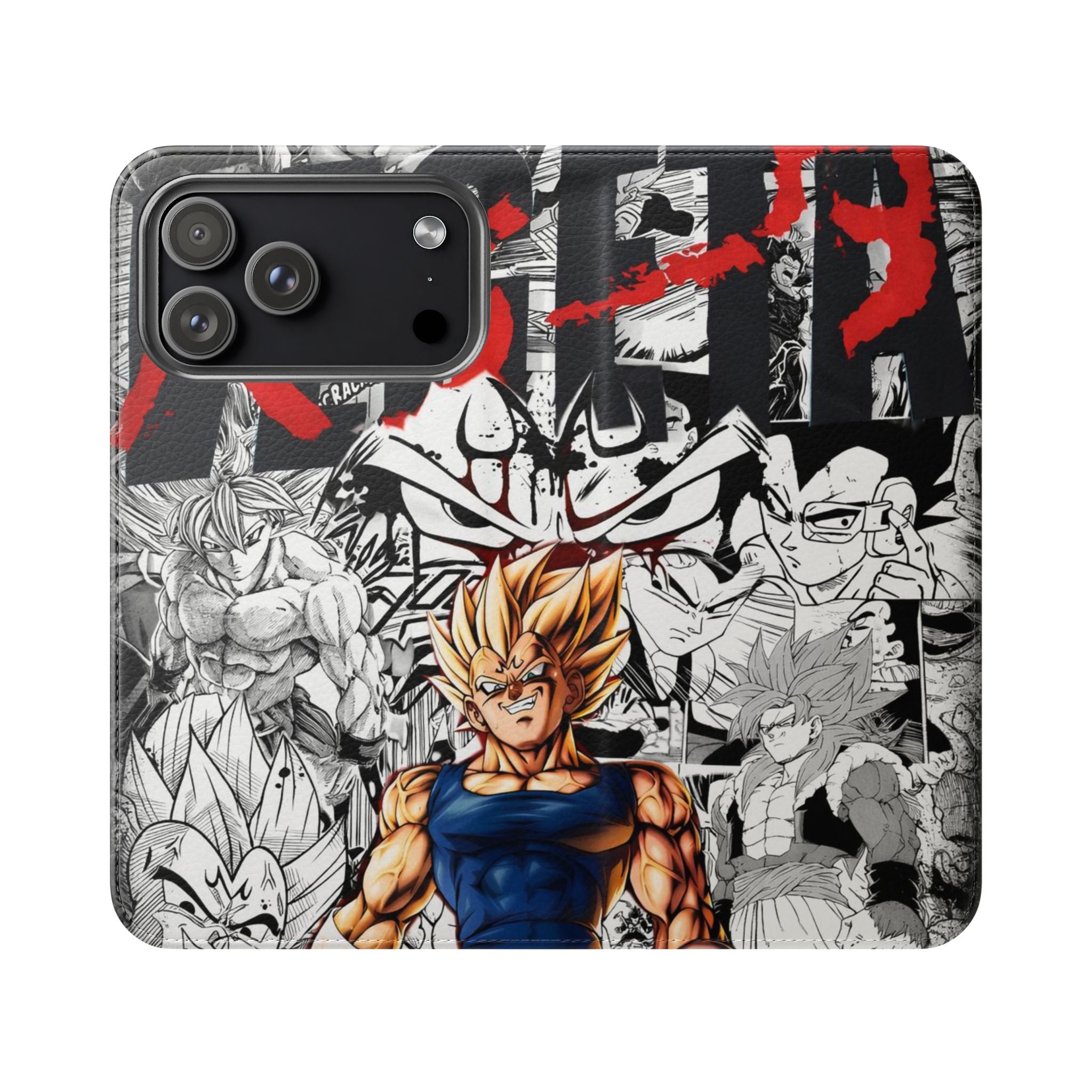 Anime Saiyan Collage Flip Case — Super Saiyan Goku Phone Wallet