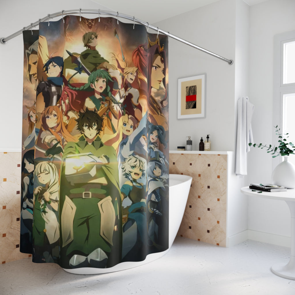Isekai Anime Characters Shower Curtain | Fantasy Adventure Bathroom Decor