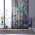 Blue Super Saiyan Warrior Window Curtain | Anime Manga Panel Background