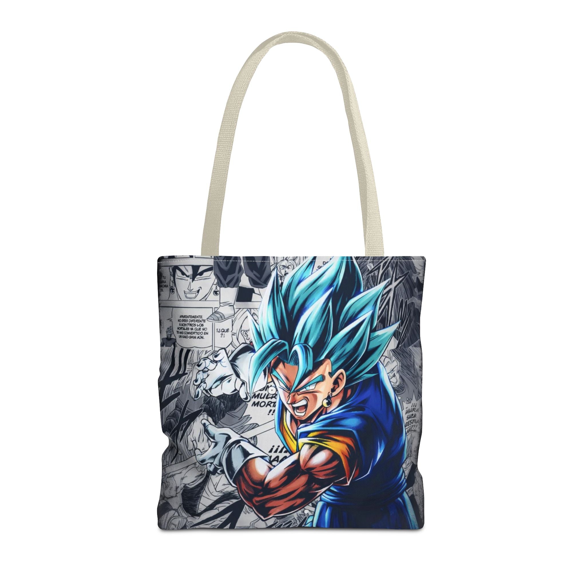 Blue Super Saiyan Illustration Tote Bag | Anime Manga Panel Background