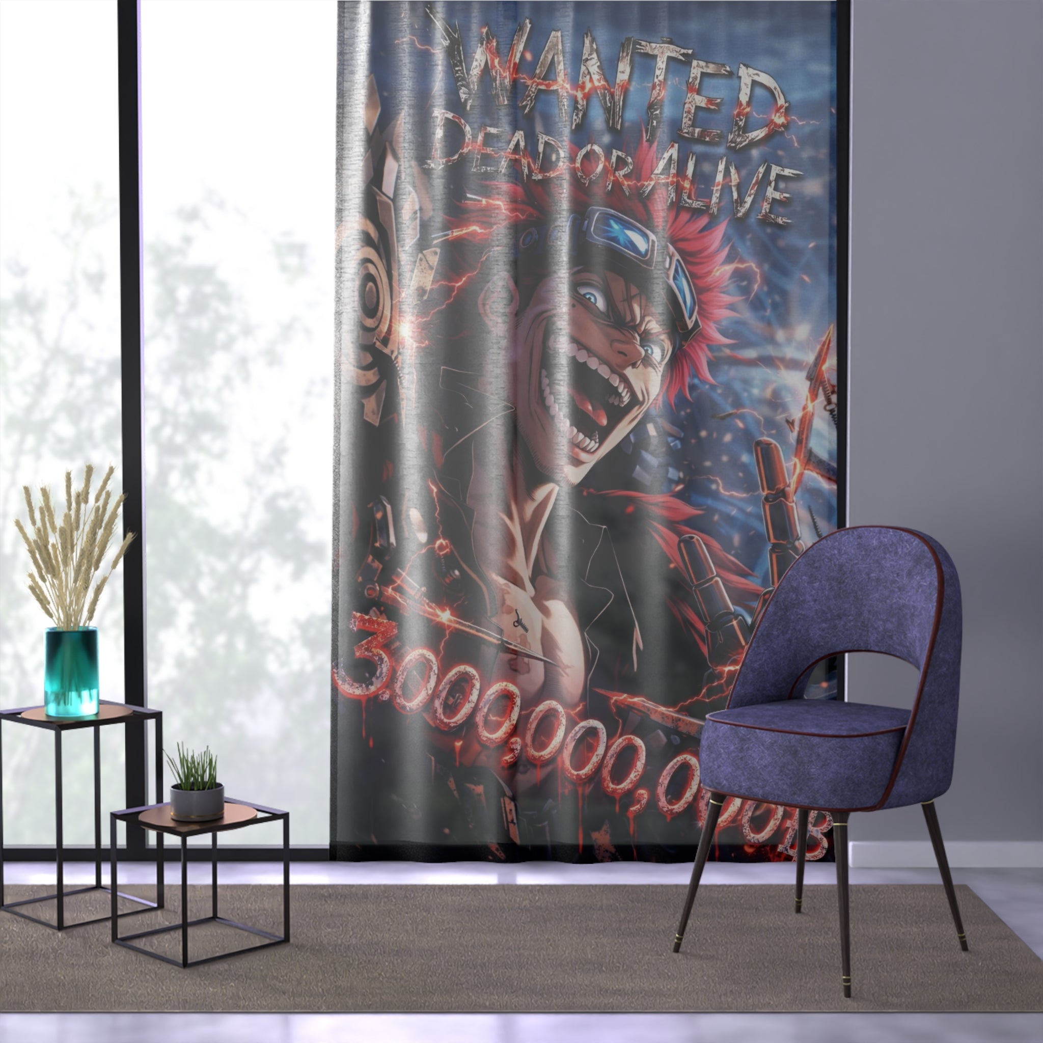 Wanted Dead or Alive 3,000,000,000B Window Curtain