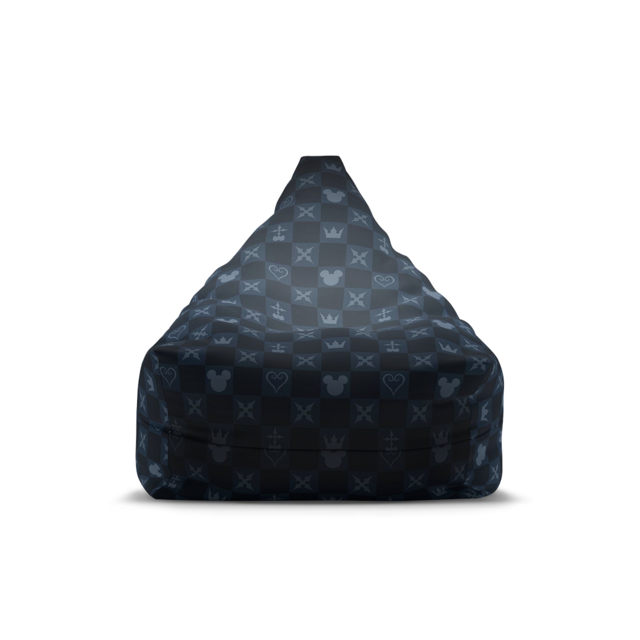 Monogram Crown Pattern Bean Bag Cover | Dark Blue Checker Icons