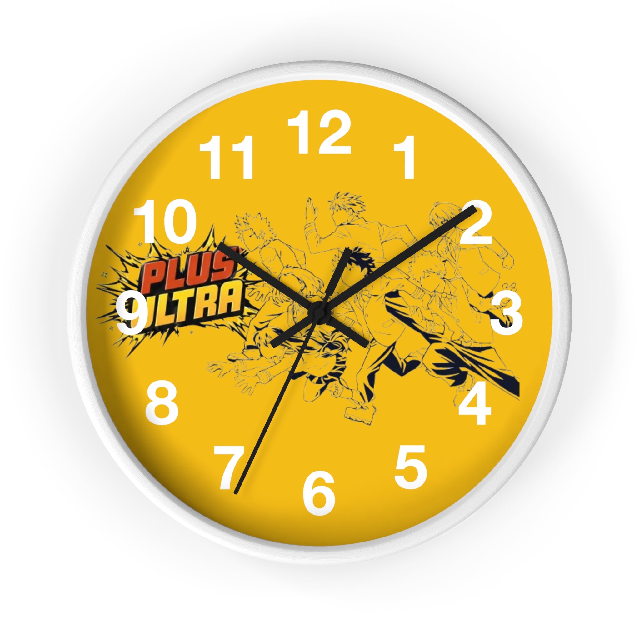 Plus Ultra Heroes Wall Clock | Yellow Anime Action Clock