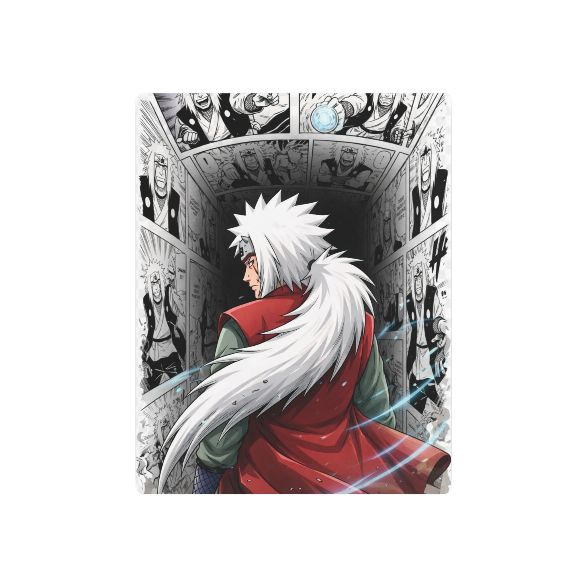 White-Haired Ninja Illustration Metal Art Sign | Anime Manga Wall Decor