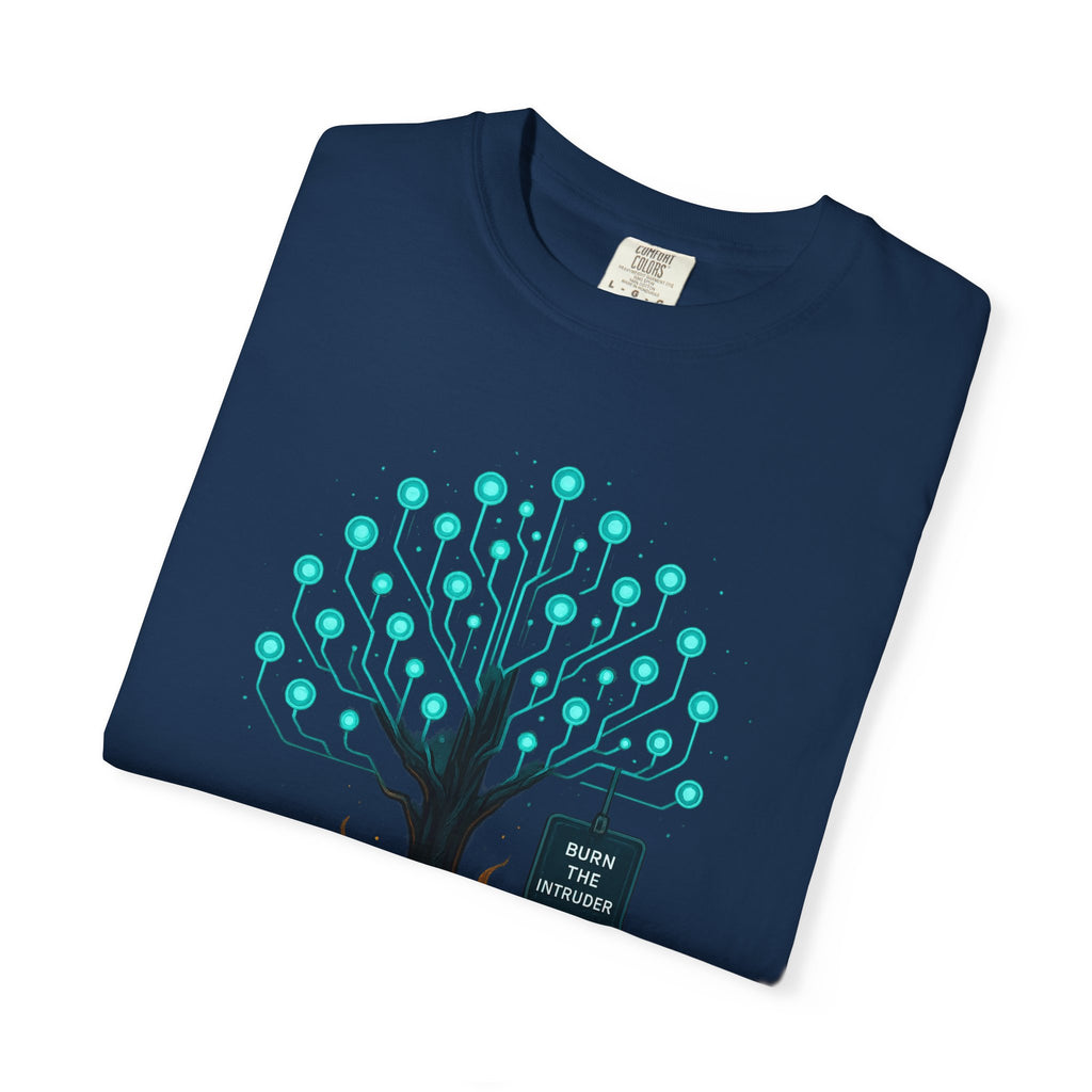 Nature-Inspired Unisex T-Shirt, Eco-Friendly Tee, Tree and Flames Design, Casual Wear, Gift for Nature Lovers
