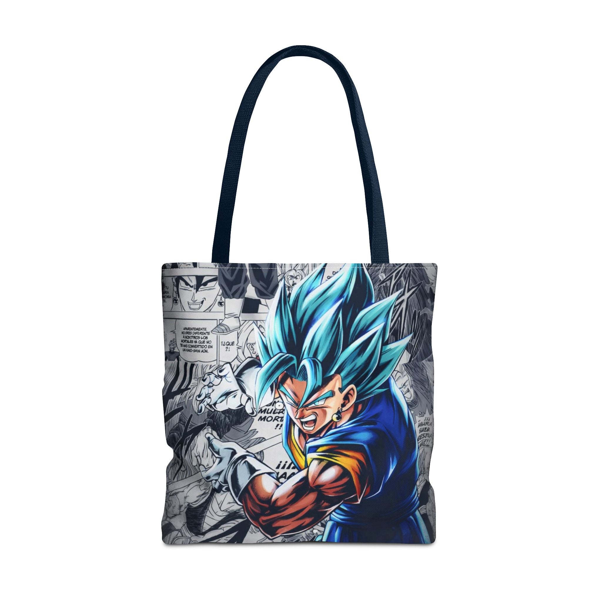 Blue Super Saiyan Illustration Tote Bag | Anime Manga Panel Background