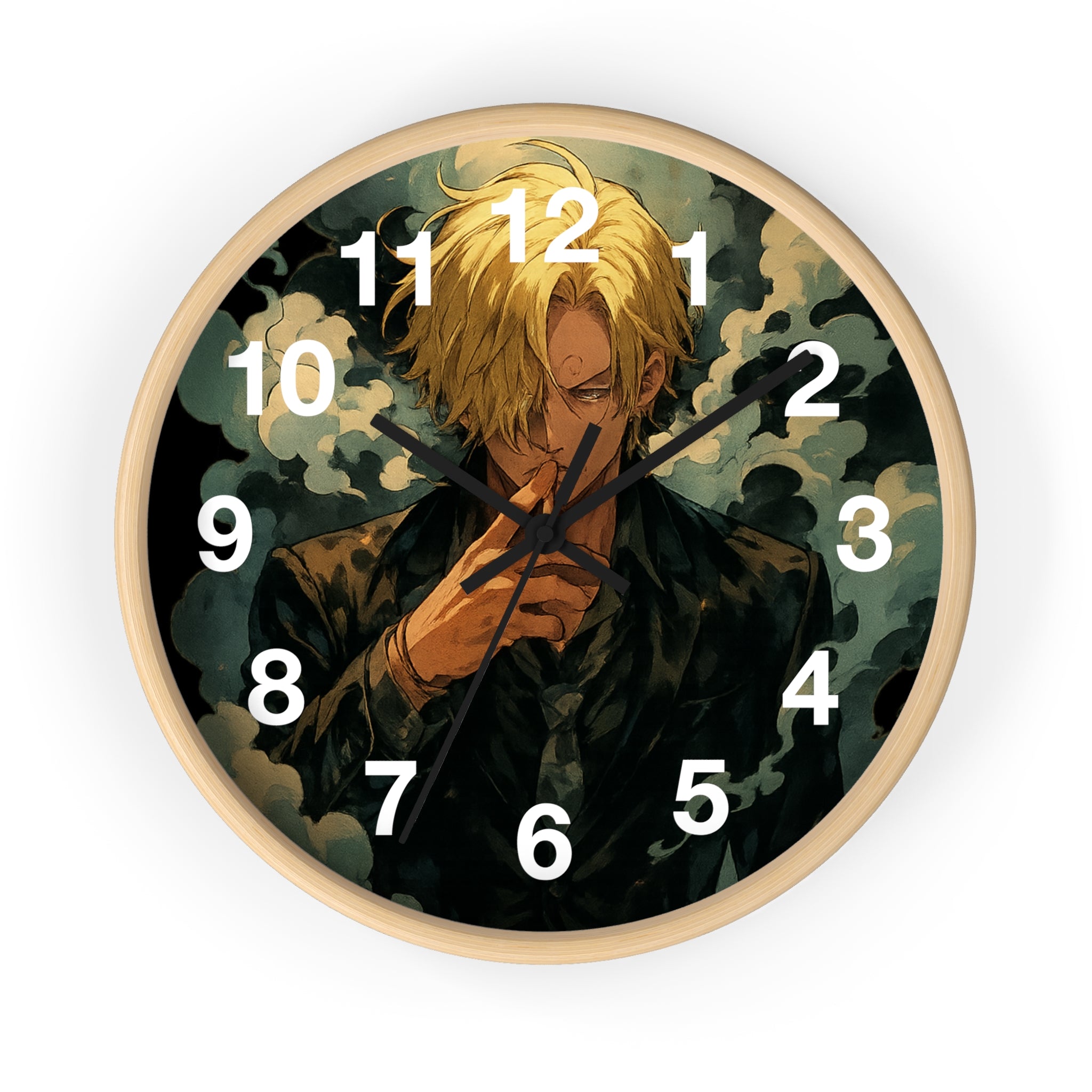 Blond Anime Man Smoking Wall Clock | Illustrated Character, Dark Moody Art