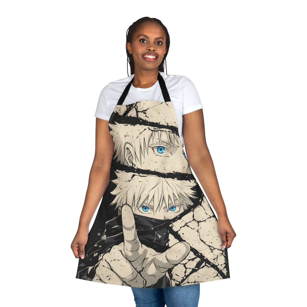 Blue-Eyed Anime Ninja Apron | Full-Print Kitchen Apron