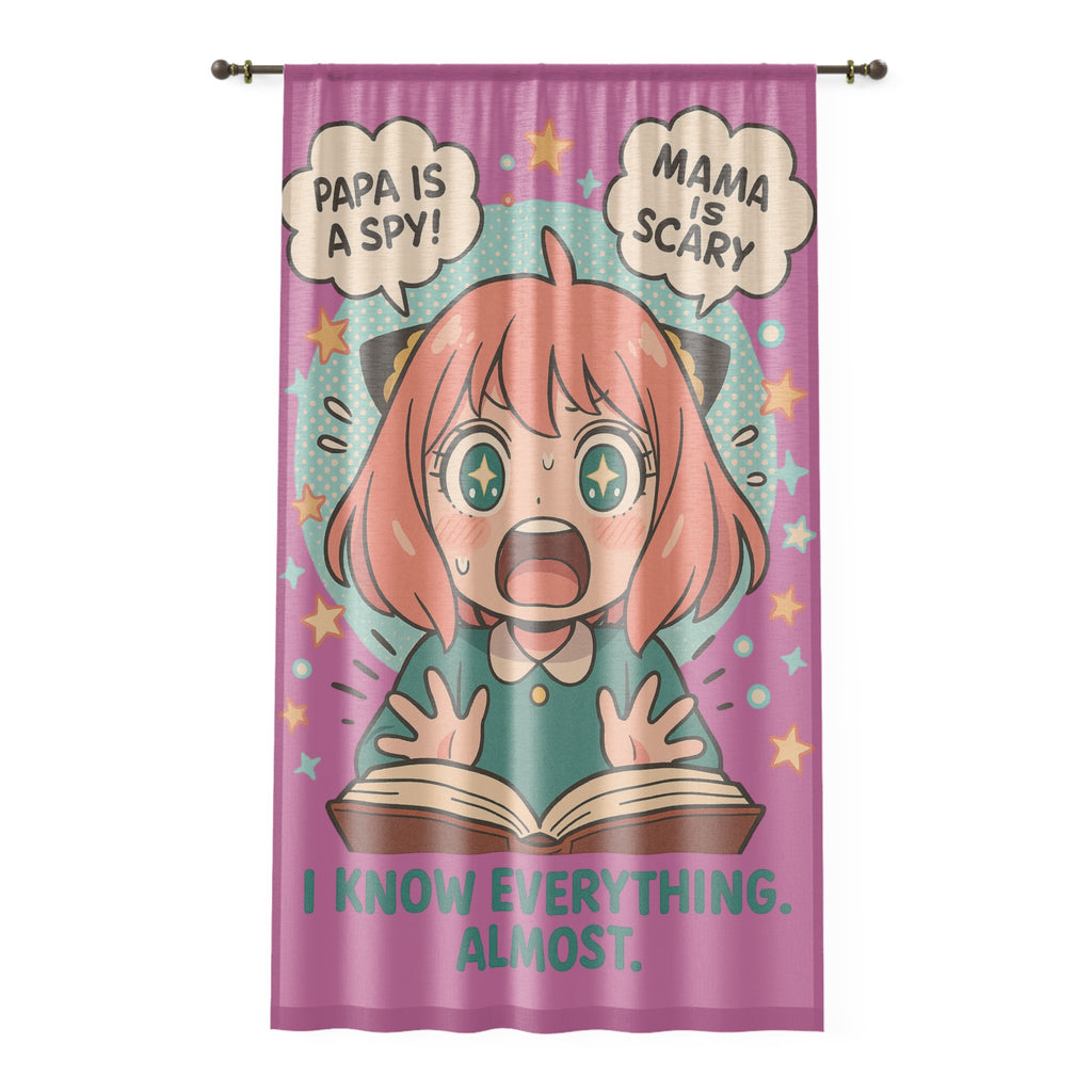 Spy Kids Anime Girl Curtain | I Know Everything Almost, Manga Style Window Curtain