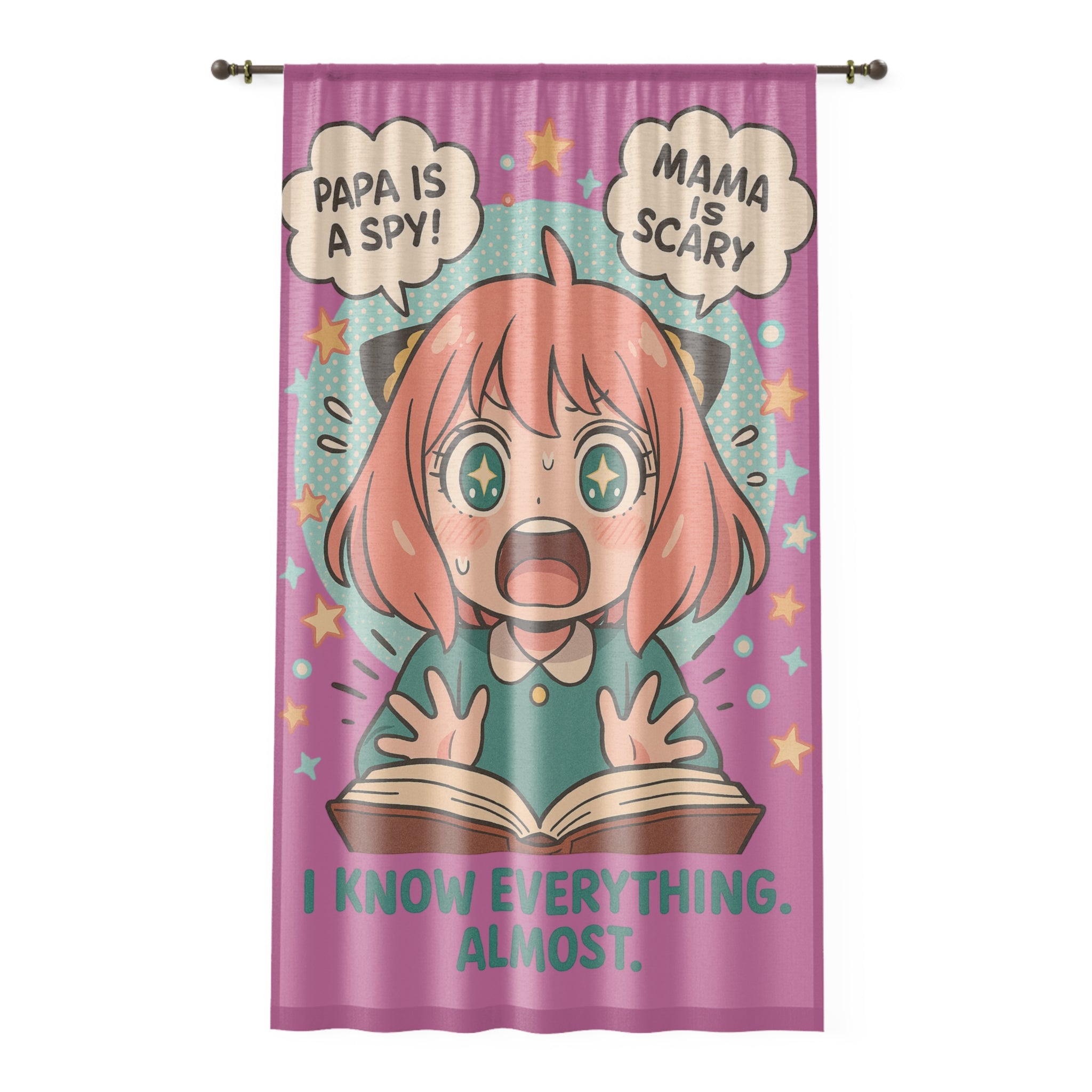Spy Kids Anime Girl Curtain | I Know Everything Almost, Manga Style Window Curtain
