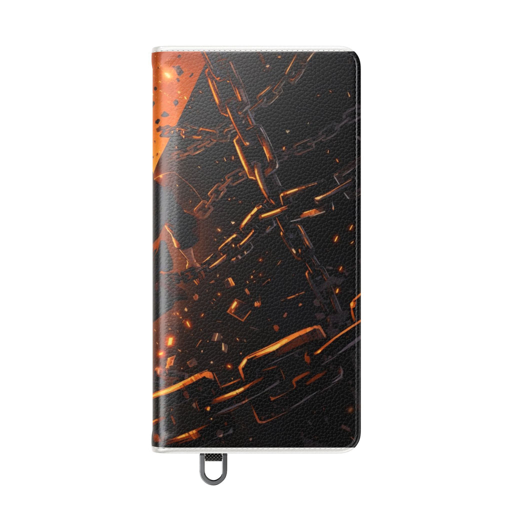 Samurai Flame Illustration Flip Phone Case - Magnetic Wallet Cover
