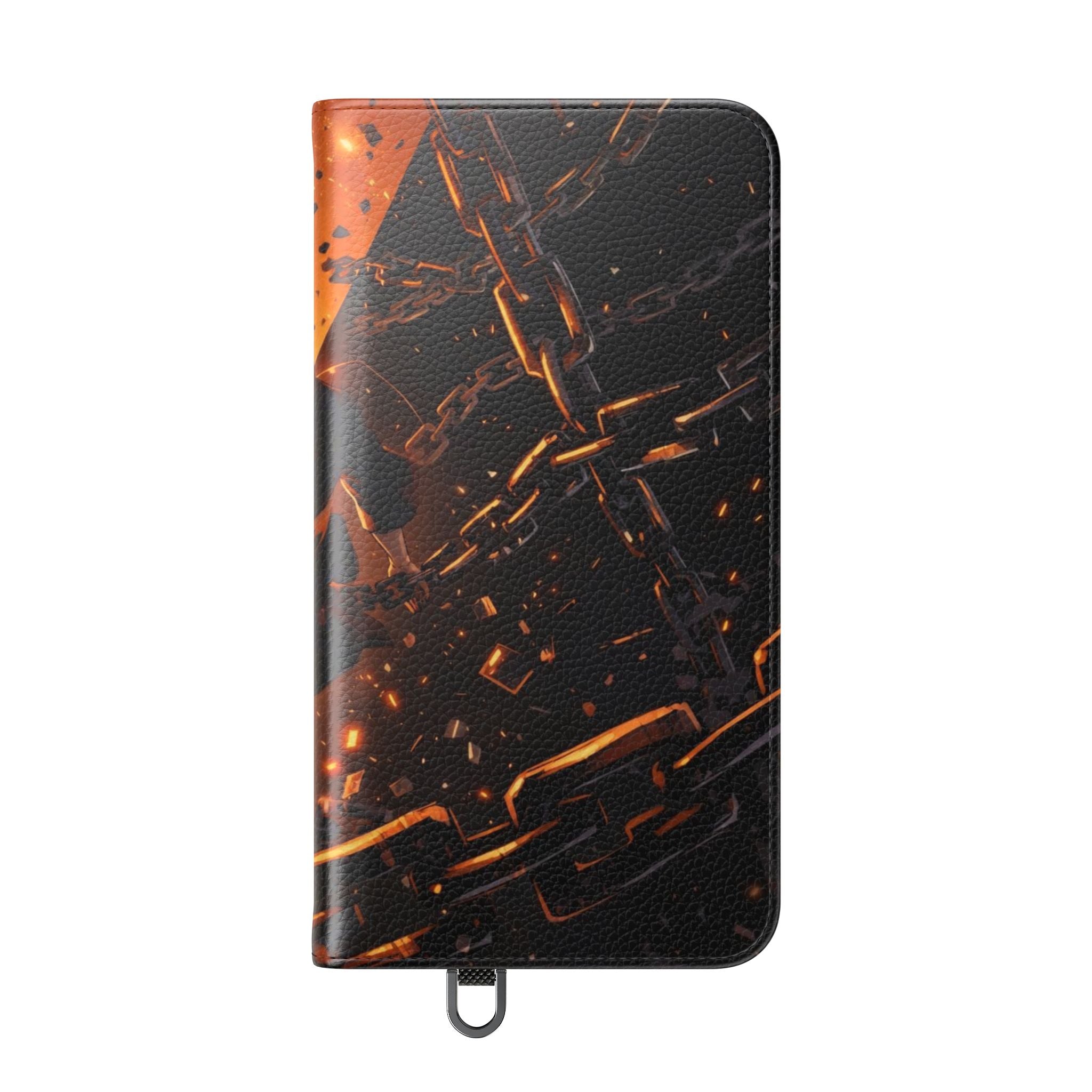 Samurai Flame Illustration Flip Phone Case - Magnetic Wallet Cover