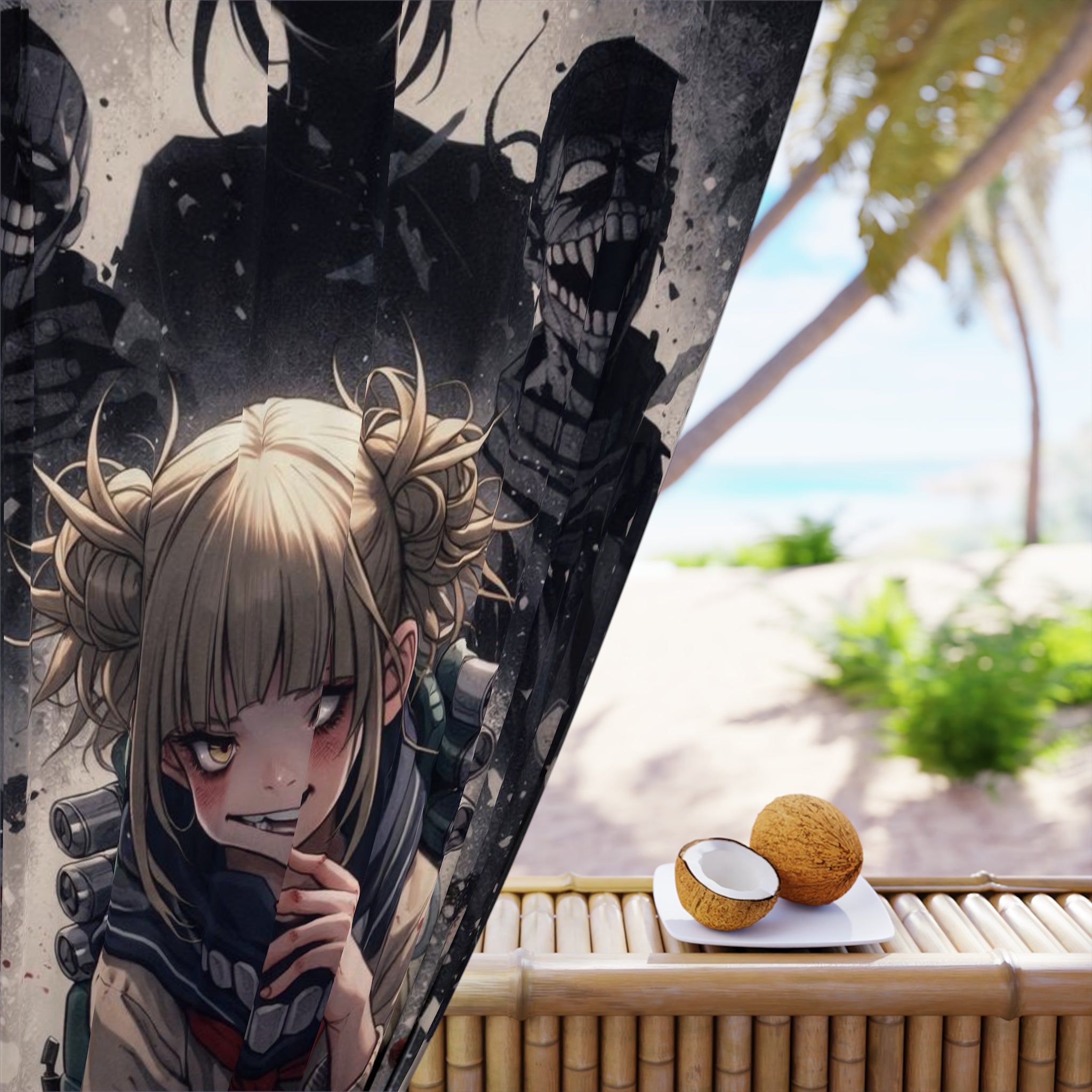 Anime Horror Scene Window Curtain | Dark Bloodstained Schoolgirl