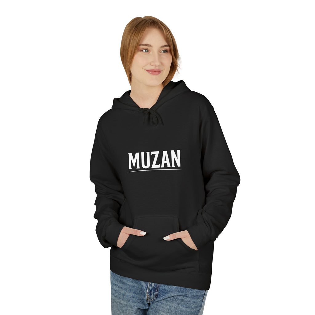 Stylish Unisex Fleece Hoodie with MUZAN Design, Perfect for Casual Wear, Gifts, Anime Fans, Cozy Layering, Unique Apparel