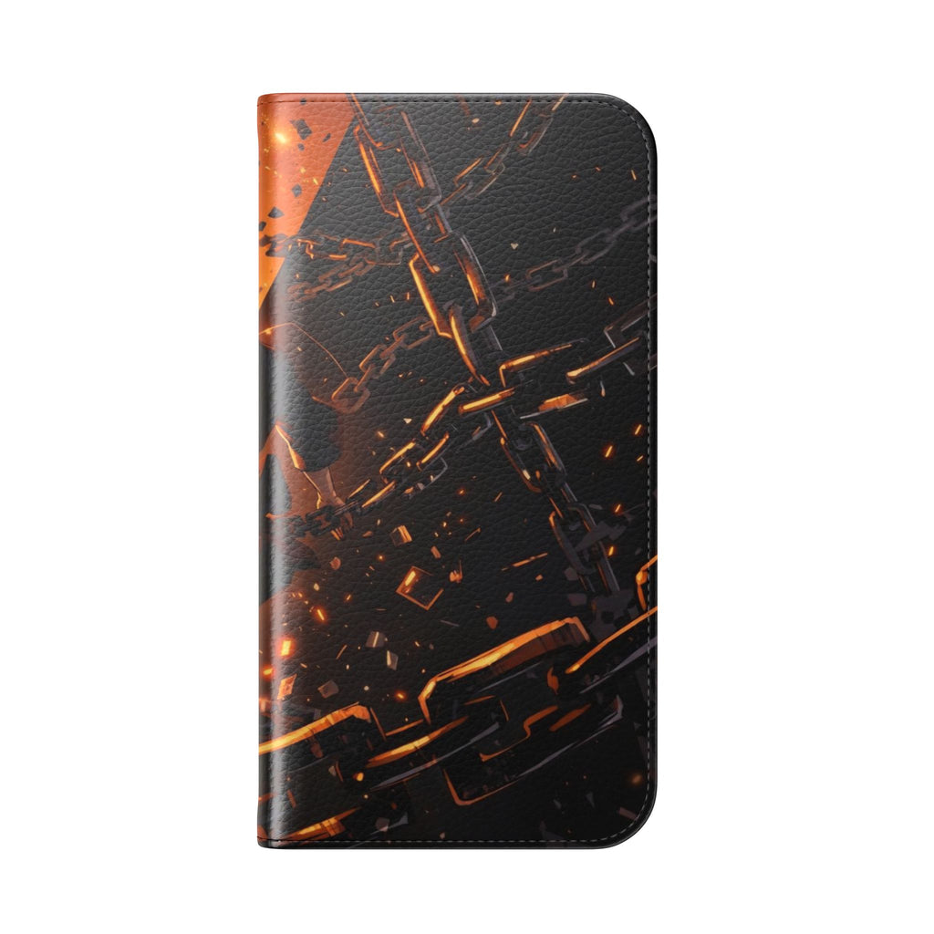 Samurai Flame Illustration Flip Phone Case - Magnetic Wallet Cover