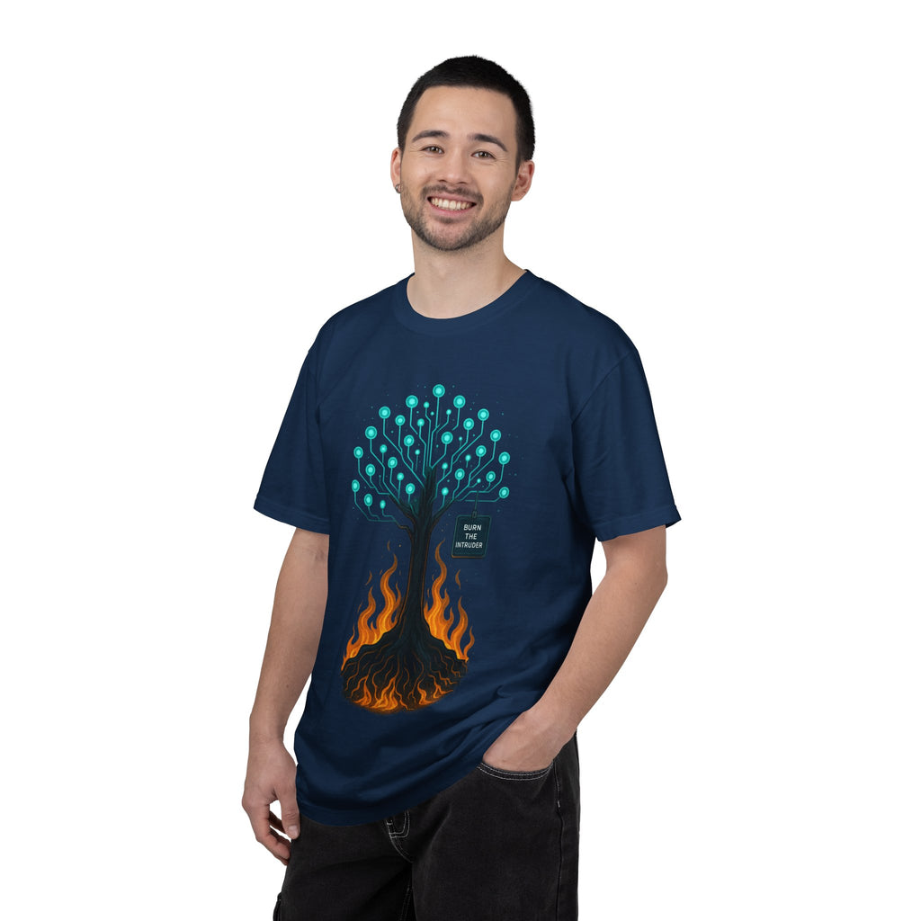 Nature-Inspired Unisex T-Shirt, Eco-Friendly Tee, Tree and Flames Design, Casual Wear, Gift for Nature Lovers