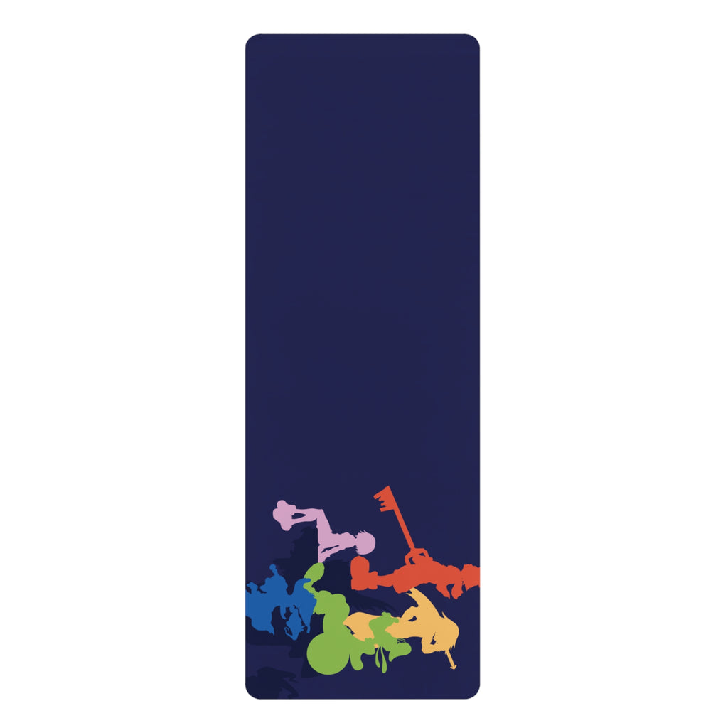 Colorful Yoga Poses Rubber Yoga Mat | Rainbow Silhouette Exercise Mat