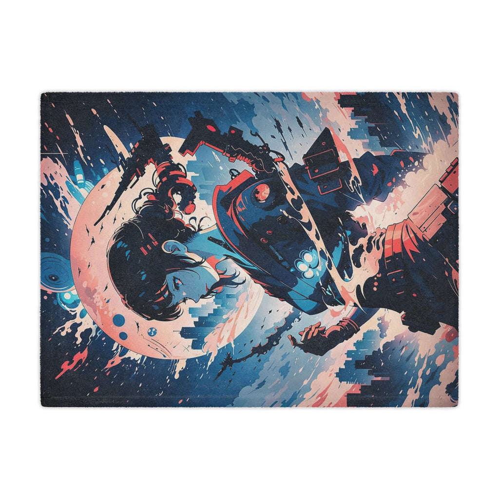 Samurai Girl Moonlight Minky Blanket | Anime Warrior Art