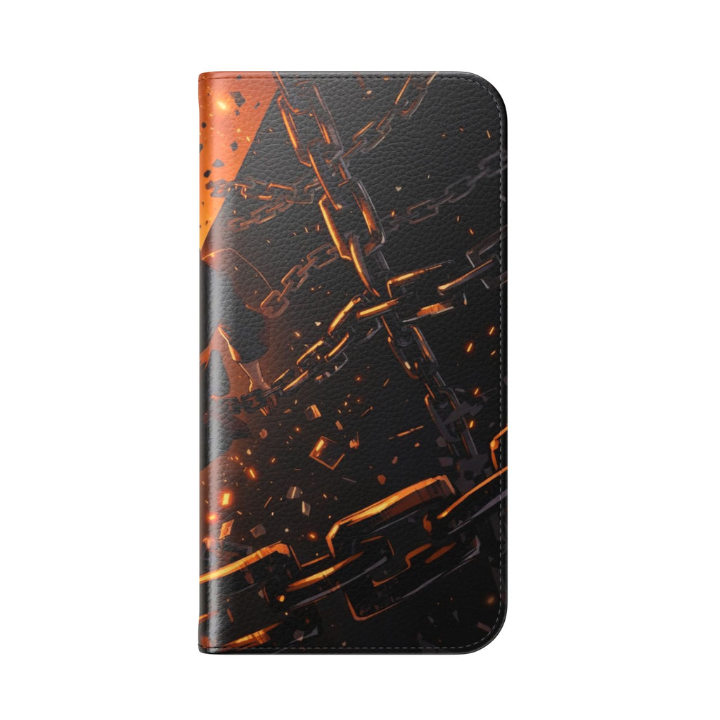 Samurai Flame Illustration Flip Phone Case - Magnetic Wallet Cover
