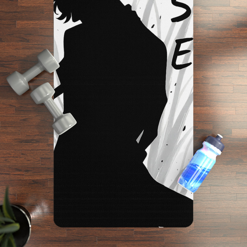 Silhouette Warrior Arise Rubber Yoga Mat | Anime Noir Meditation Mat