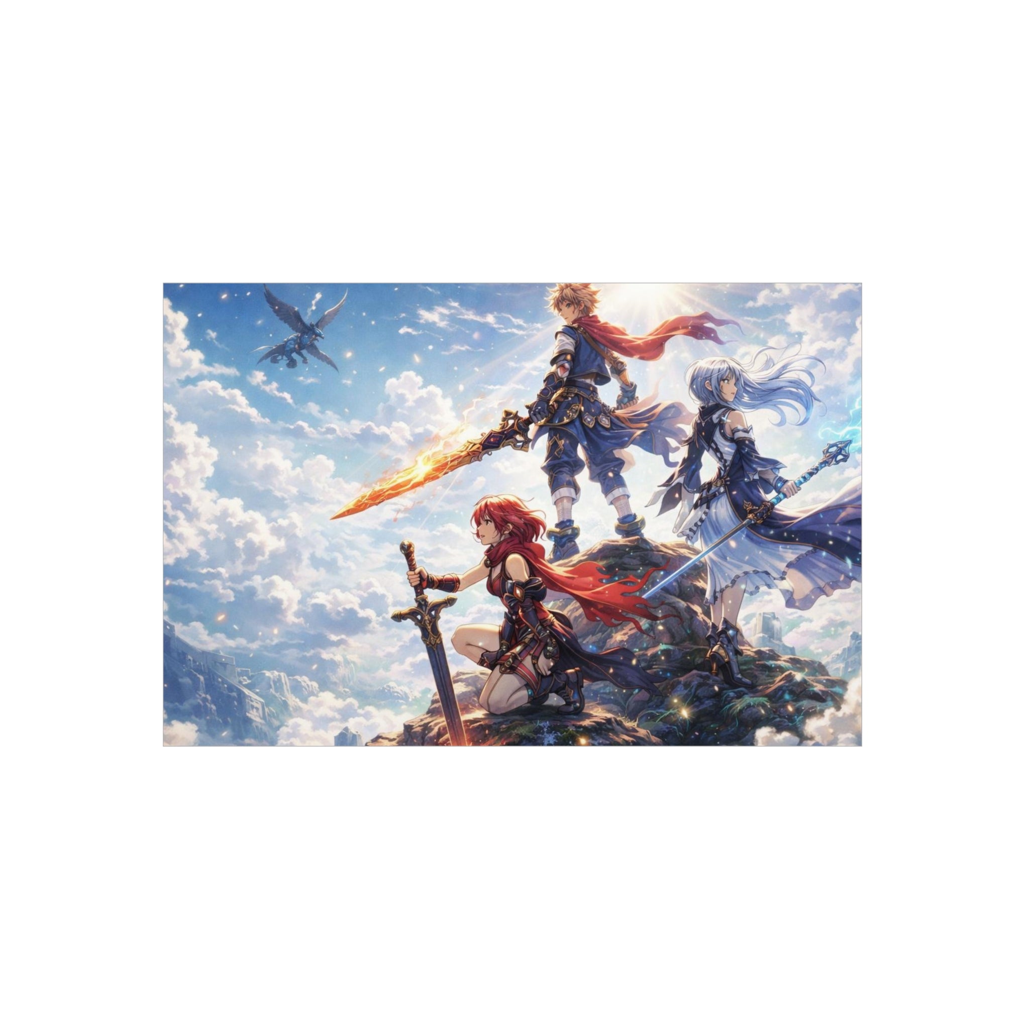 Fantasy RPG Heroes Foam Board | Sword, Sky, Epic Adventure Scene