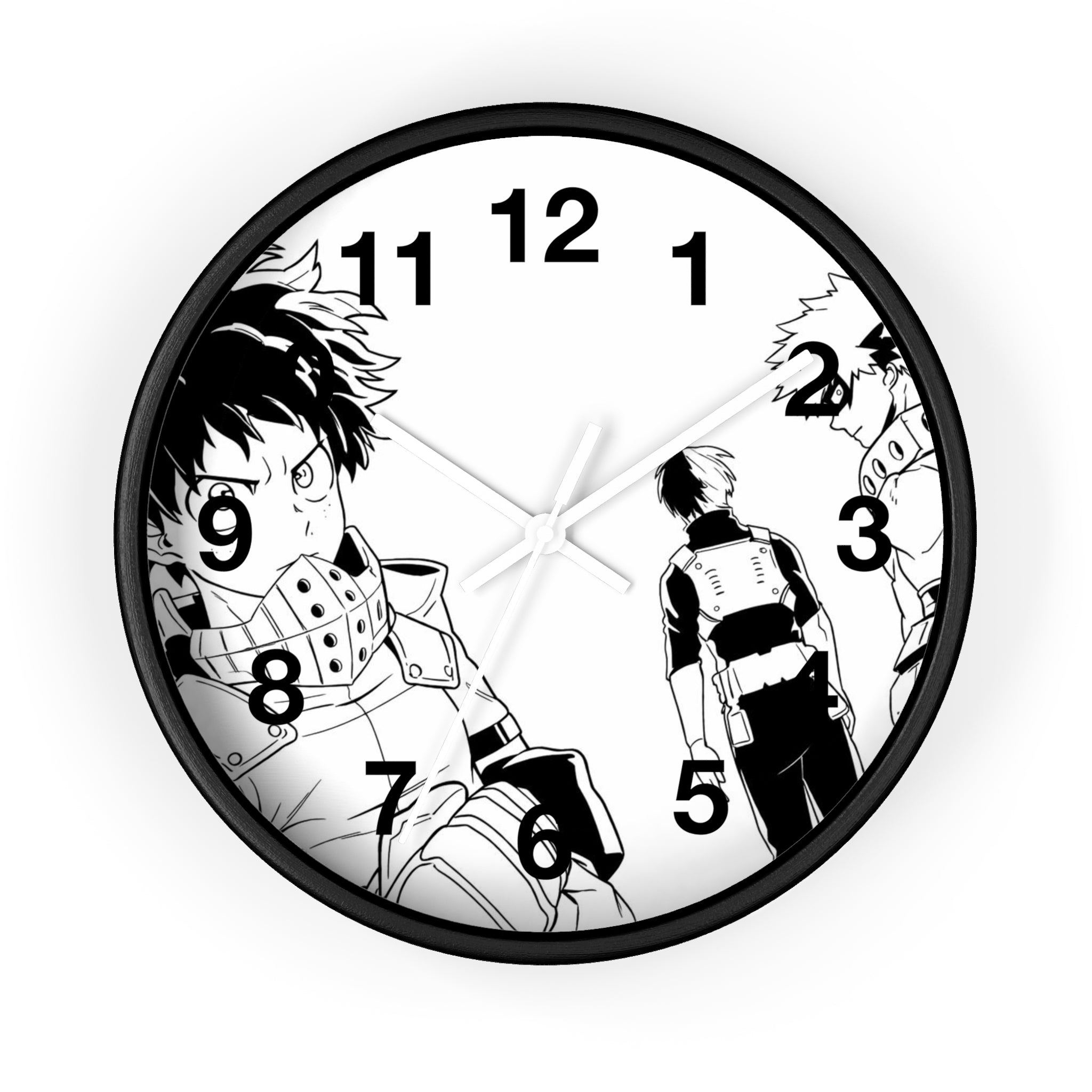 Black and White Anime Heroes Wall Clock | Manga Panel Timepiece