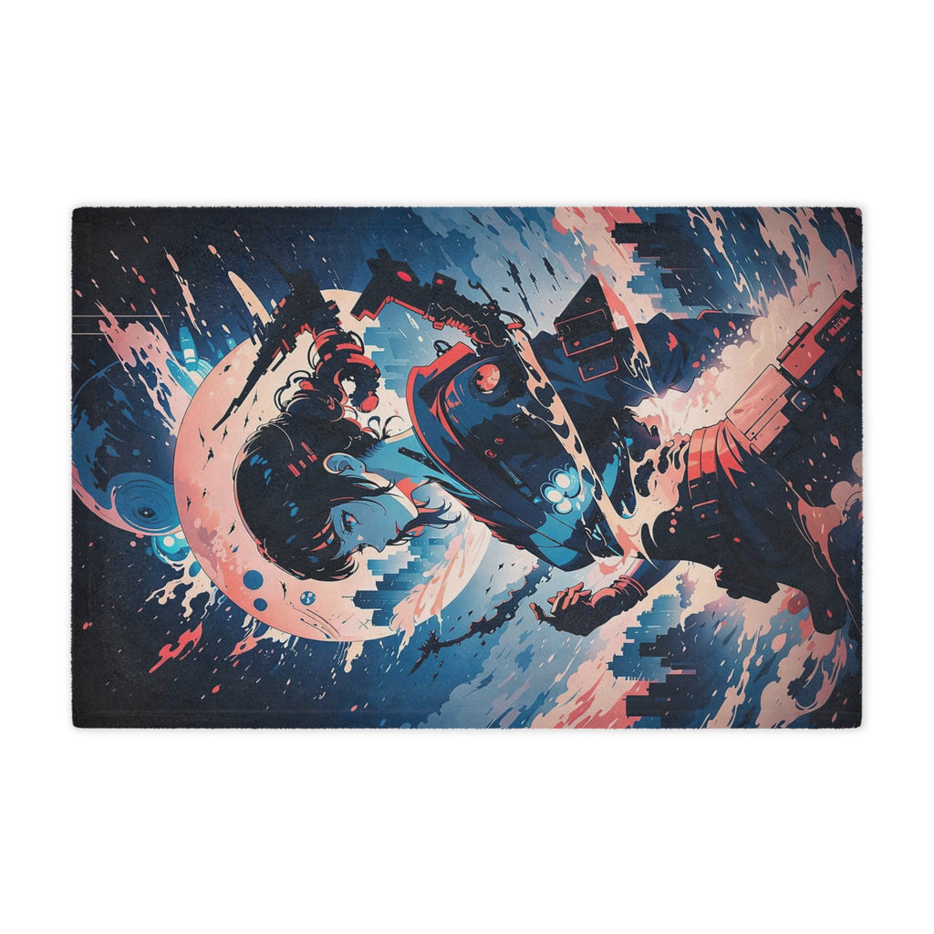 Samurai Girl Moonlight Minky Blanket | Anime Warrior Art