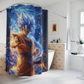 Blue Flame Super Warrior Shower Curtain | Anime warrior Bathroom Decor