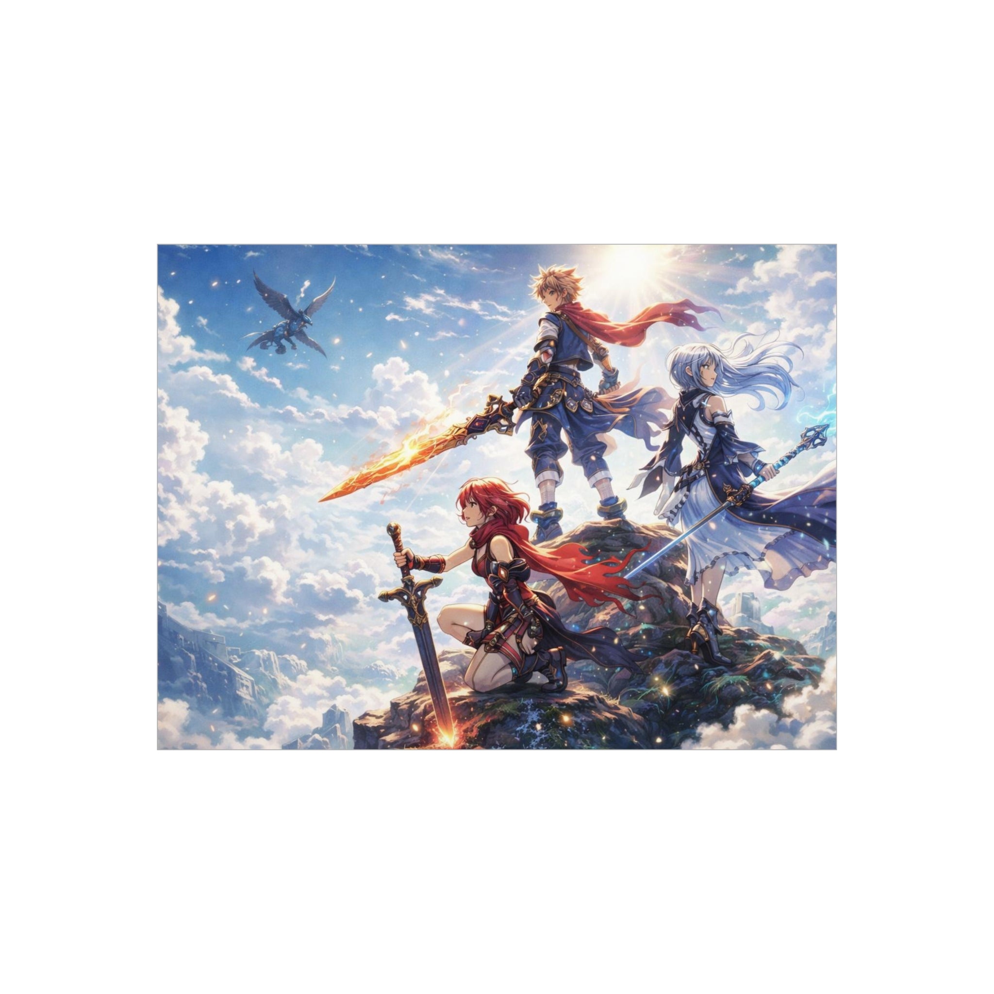 Fantasy RPG Heroes Foam Board | Sword, Sky, Epic Adventure Scene