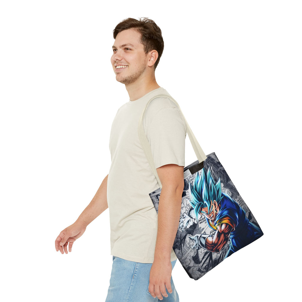 Blue Super Saiyan Illustration Tote Bag | Anime Manga Panel Background