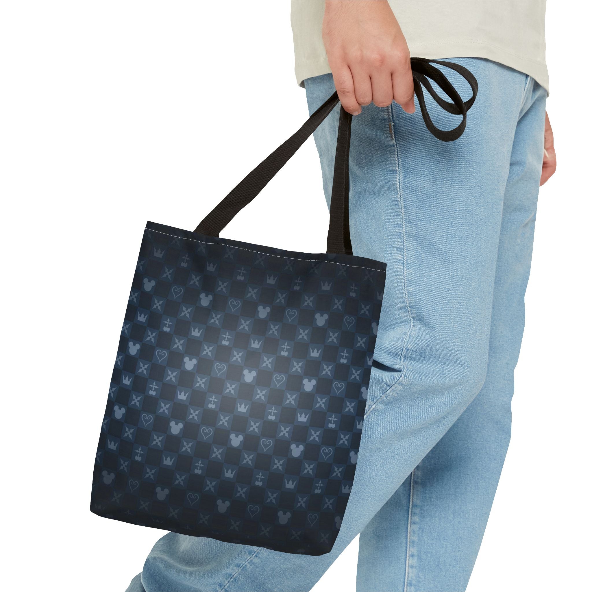 Dark Blue Patterned Monogram Tote | All-Over Print Tote