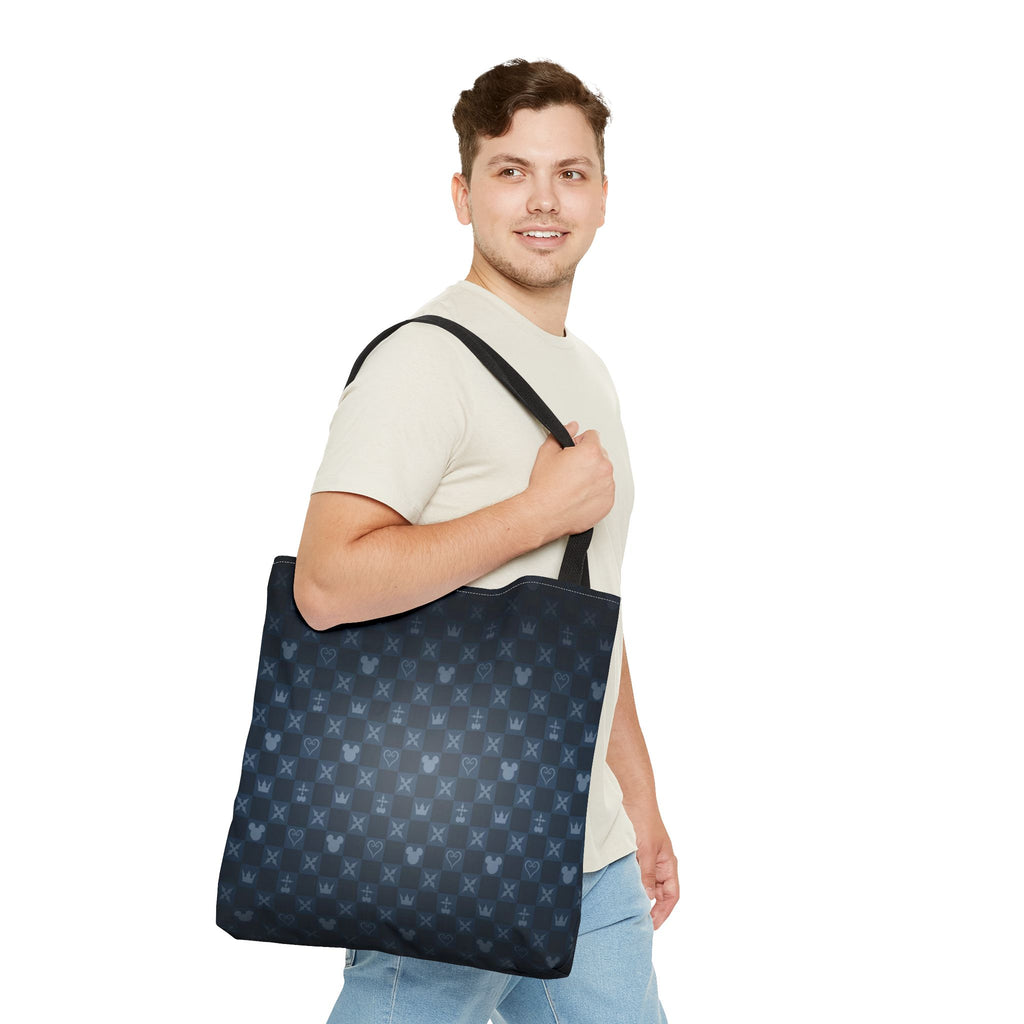 Dark Blue Patterned Monogram Tote | All-Over Print Tote