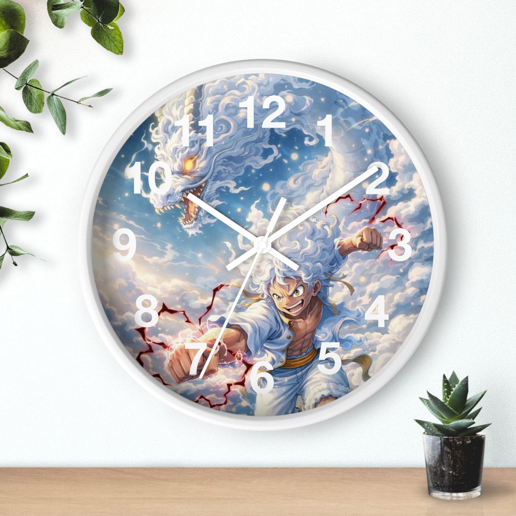 Storm Dragon Warrior Wall Clock | Fantasy Anime Lightning Art