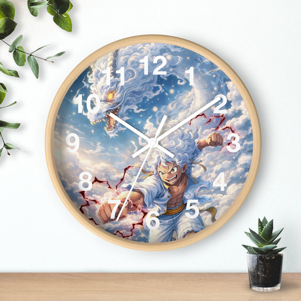 Storm Dragon Warrior Wall Clock | Fantasy Anime Lightning Art